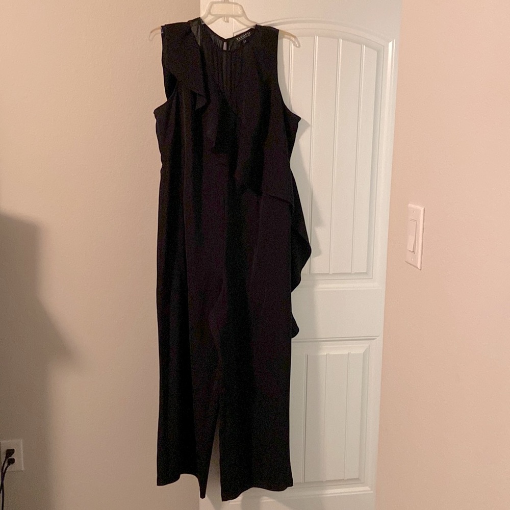 ELOQUII Wide Leg Jumpsuit with Sheer Detail